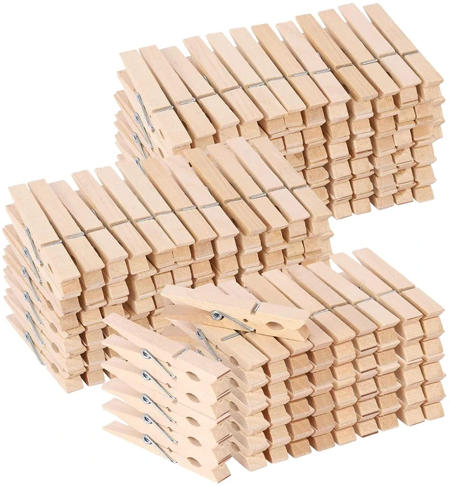 Main image of 200pcs 3inch Clothes Pins Wooden Clothespins Heavy Duty Spring Wood Clips for Laundry Hanging Clothes Pictures Crafts