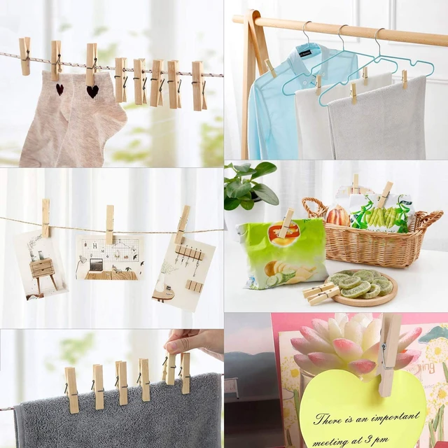 Alt view image 2 of 4 - 200pcs 3inch Clothes Pins Wooden Clothespins Heavy Duty Spring Wood Clips for Laundry Hanging Clothes Pictures Crafts