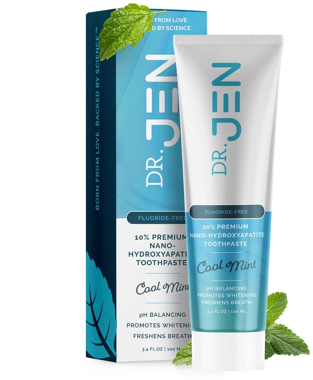 Main image of Fluoride Free Toothpaste with 10% Premium Nano Hydroxyapatite | Infused with Xylitol and Glycerin, Remineralizing Daily Oral Care for Sensitive Teeth, Travel Essentials, Cool Mint, 1 Pack