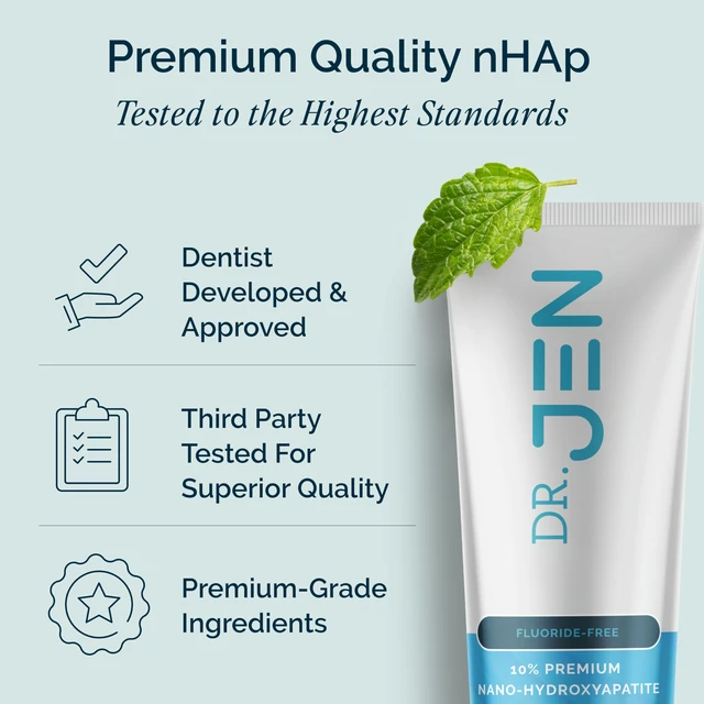 Alt view image 4 of 7 - Fluoride Free Toothpaste with 10% Premium Nano Hydroxyapatite | Infused with Xylitol and Glycerin, Remineralizing Daily Oral Care for Sensitive Teeth, Travel Essentials, Cool Mint, 1 Pack