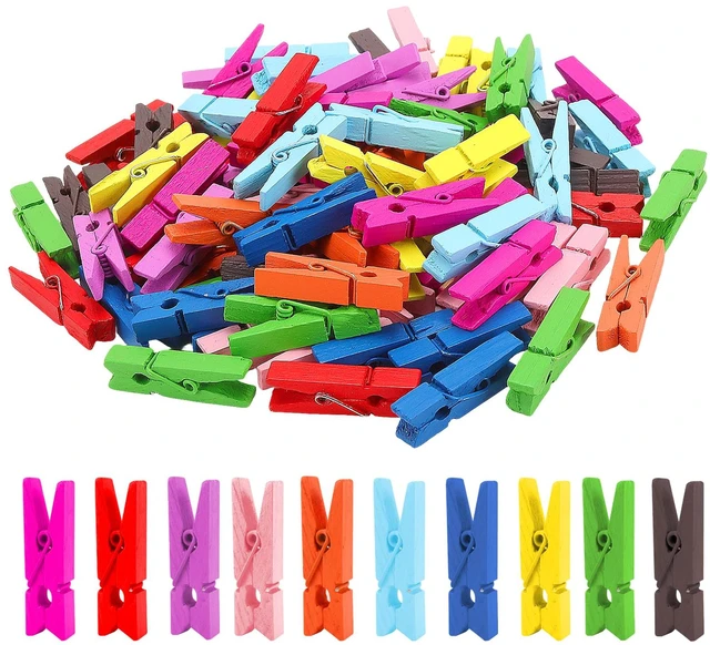 Main image of 500PCS 1.38 Inch Mini Colorful Wooden Clothespins, 10 Colors Small Spring Clips Bulk for Crafts, Photos, Decor, Hanging Pictures, Art Wall, Towels