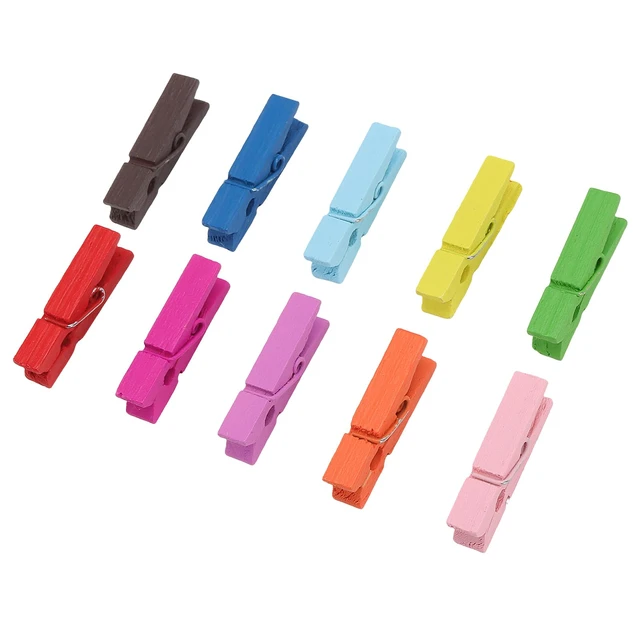 Alt view image 4 of 7 - 500PCS 1.38 Inch Mini Colorful Wooden Clothespins, 10 Colors Small Spring Clips Bulk for Crafts, Photos, Decor, Hanging Pictures, Art Wall, Towels