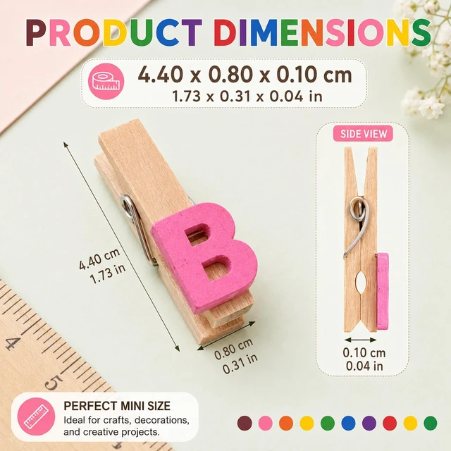 Alt view image 2 of 7 - 35PCS Mini Letter Clothespins Wooden Photo Clip Set - 3.5CM | Letter And Number Clips Hold Notes, Photos, Cards Or Signs For Classrooms, Offices And Parties