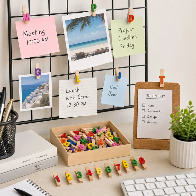 Alt view image 3 of 7 - 35PCS Mini Letter Clothespins Wooden Photo Clip Set - 3.5CM | Letter And Number Clips Hold Notes, Photos, Cards Or Signs For Classrooms, Offices And Parties