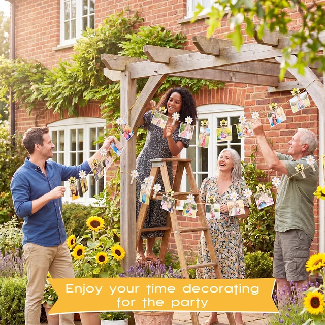 Alt view image 6 of 6 - 100 Pcs Bee and Daisy Wooden Clothespins with Natural Jute Twine Summer Photo Clips Snack Close Laundry Clip Cartoon Wood Food Peg for Pictures Display Hanging Clothes Home Party Wedding