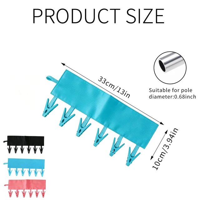 Alt view image 2 of 7 - Mini Clothespins Travel Hangers 3-Pack: Foldable Portable Clothes Hangers w/ 6 Clips for Swimsuit, Towel & Sock Drying Rack - Cruise, Dorms, Travel (Black, Blue, Red)