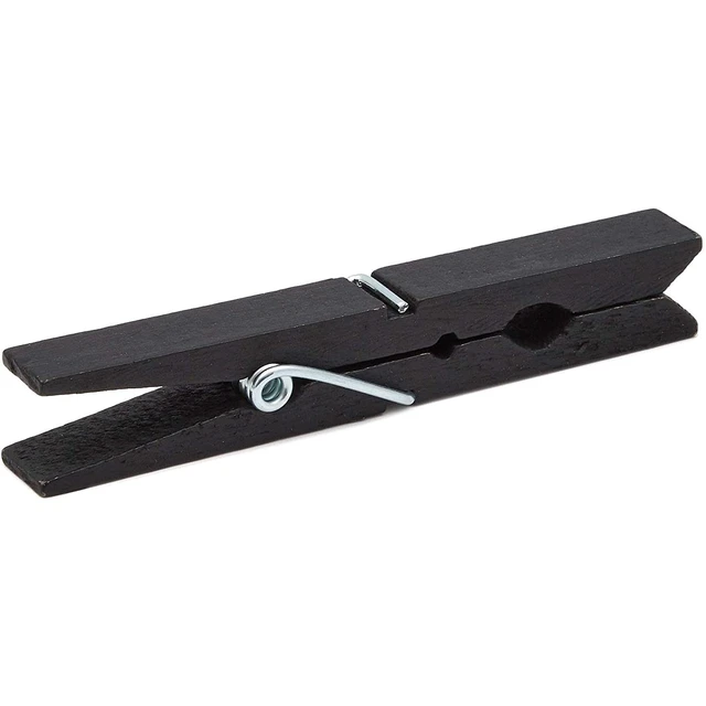 Alt view image 3 of 7 - Wooden Clothespins - Indoor Laundry Hanging & Laundry Clips - Wooden Clothes Pins for Crafts & Photo Clips - Strong Spring Grip & Mini Clothespins - Pack of 100, 4 in, Black