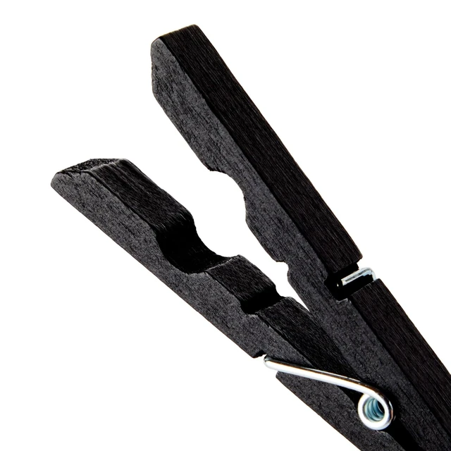 Alt view image 6 of 7 - Wooden Clothespins - Indoor Laundry Hanging & Laundry Clips - Wooden Clothes Pins for Crafts & Photo Clips - Strong Spring Grip & Mini Clothespins - Pack of 100, 4 in, Black