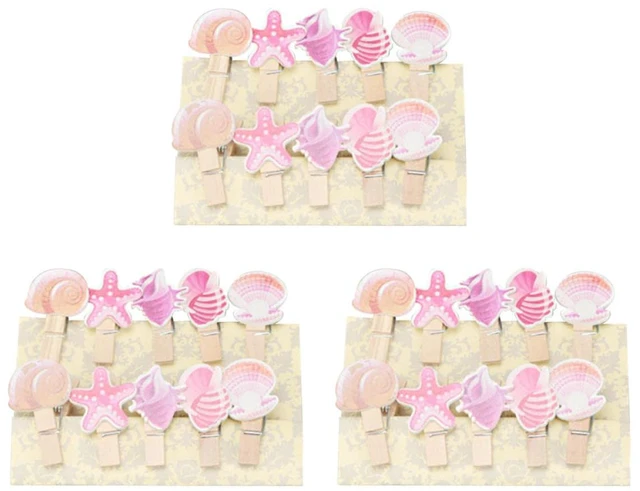 Main image of Shell Clip Photo 30-Pack Ocean Theme Mini Clothespins for Photo Display Memo Holder Note Cards Memory Wall Home Office Wedding Party Decor 1.