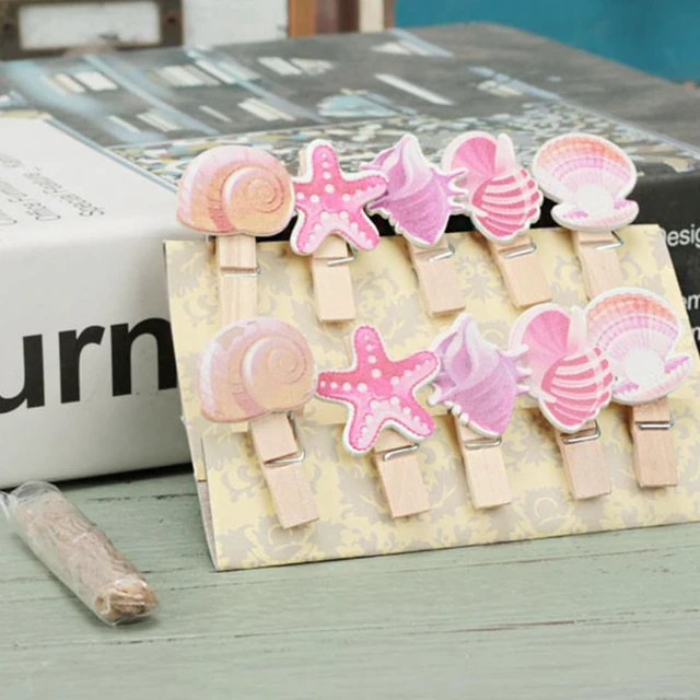 Alt view image 3 of 7 - Shell Clip Photo 30-Pack Ocean Theme Mini Clothespins for Photo Display Memo Holder Note Cards Memory Wall Home Office Wedding Party Decor 1.