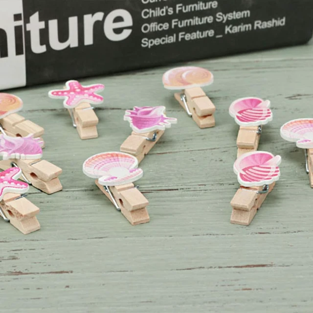 Alt view image 5 of 7 - Shell Clip Photo 30-Pack Ocean Theme Mini Clothespins for Photo Display Memo Holder Note Cards Memory Wall Home Office Wedding Party Decor 1.
