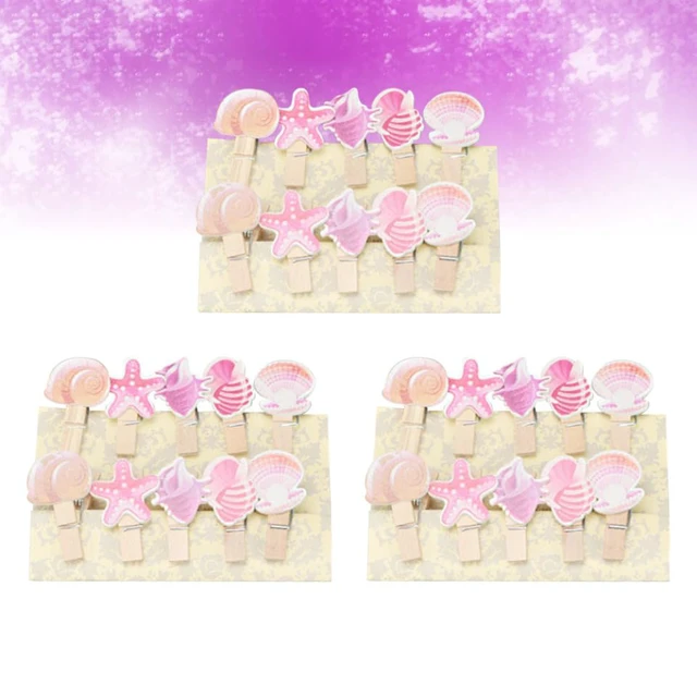 Alt view image 6 of 7 - Shell Clip Photo 30-Pack Ocean Theme Mini Clothespins for Photo Display Memo Holder Note Cards Memory Wall Home Office Wedding Party Decor 1.
