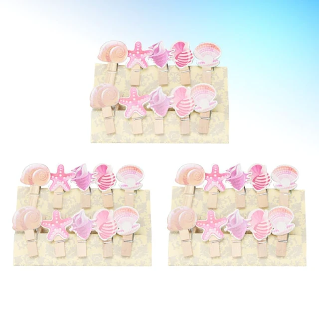 Alt view image 7 of 7 - Shell Clip Photo 30-Pack Ocean Theme Mini Clothespins for Photo Display Memo Holder Note Cards Memory Wall Home Office Wedding Party Decor 1.