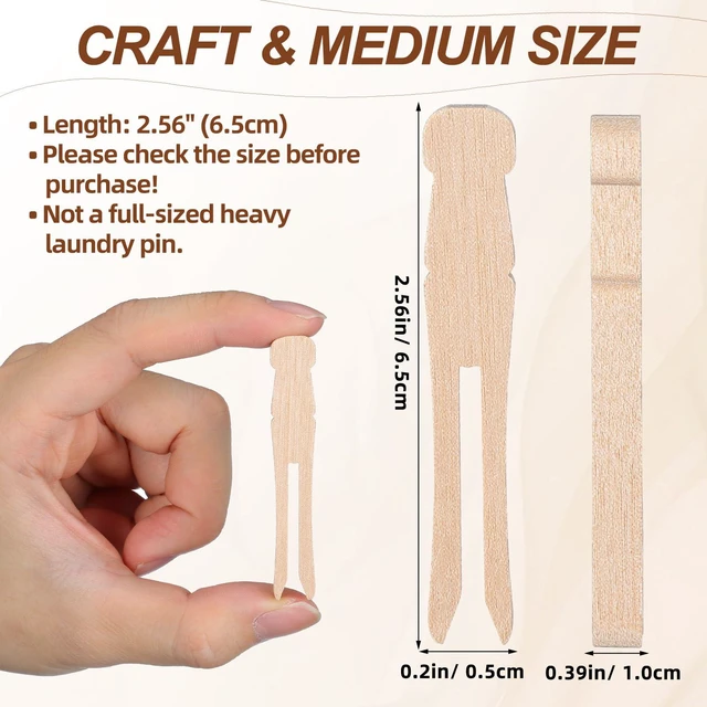 Alt view image 2 of 7 - 100-Pack Wooden Clothespins, 2.55-Inch Flat Slotted Clothespins | Old-Fashioned Springless Wood Craft Clips with Smooth Finish for Photo Display, Classroom Projects, Decorations and Laundry