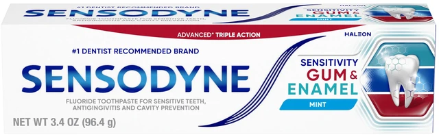 Main image of Sensitivity Gum and Enamel Toothpaste, 3.4 Ounces x 3 | Triple Protection, Refreshing Fluoride Toothpaste, Mint Flavor, Helps Restore Gum Health, Rehardening The Enamel