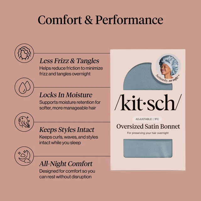 Alt view image 3 of 7 - XL Satin Bonnet for Sleeping - Haze Blue | Softer Than Silk Bonnet For Sleeping Women - Secure Fit, Adjustable & Prevents Breakage Hair Bonnet For Sleeping