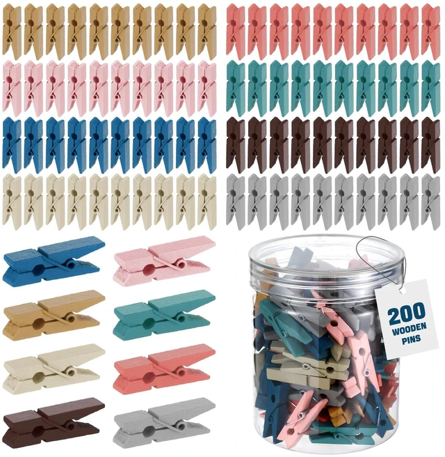 Main image of 200 Pcs Mini Pastel Wooden Colorful Clothespins for Photos | 1.4 Inch Small Clothes Pins, Mini Wooden Clips for Classroom, School Teachers Students Photo Supplies, Arts Projects