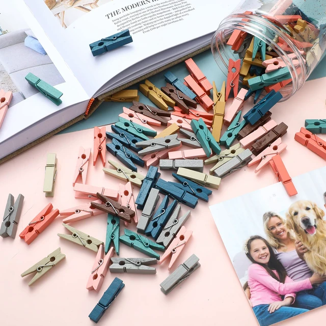 Alt view image 3 of 6 - 200 Pcs Mini Pastel Wooden Colorful Clothespins for Photos | 1.4 Inch Small Clothes Pins, Mini Wooden Clips for Classroom, School Teachers Students Photo Supplies, Arts Projects