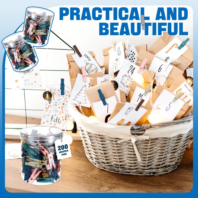 Alt view image 6 of 6 - 200 Pcs Mini Pastel Wooden Colorful Clothespins for Photos | 1.4 Inch Small Clothes Pins, Mini Wooden Clips for Classroom, School Teachers Students Photo Supplies, Arts Projects