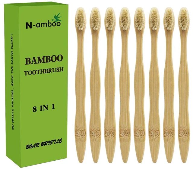 Main image of Bamboo Toothbrush Boar Bristles 100% Biodegradable and Natural 8 Pieces of One Pack
