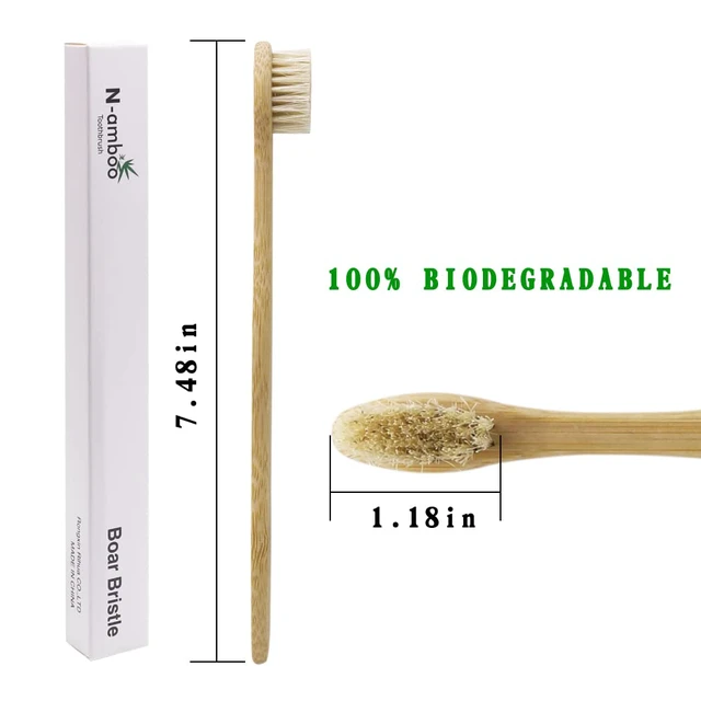Alt view image 2 of 6 - Bamboo Toothbrush Boar Bristles 100% Biodegradable and Natural 8 Pieces of One Pack