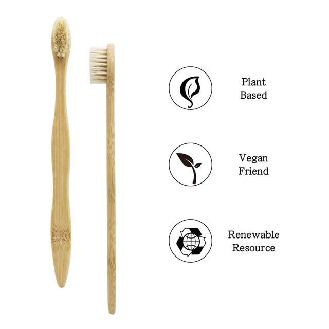Alt view image 3 of 6 - Bamboo Toothbrush Boar Bristles 100% Biodegradable and Natural 8 Pieces of One Pack