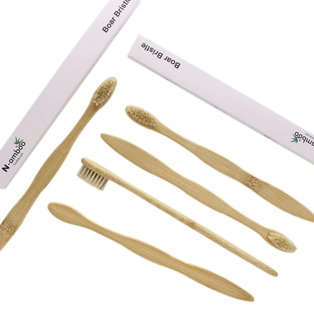 Alt view image 6 of 6 - Bamboo Toothbrush Boar Bristles 100% Biodegradable and Natural 8 Pieces of One Pack