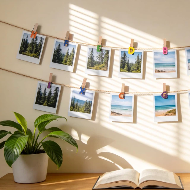 Alt view image 2 of 7 - Mini Wooden Letter and Number Clothespins for Photos and Notes | Photos, place cards, labels, classroom notes, and craft displays gain letter-and-number clips for flexible visual marking