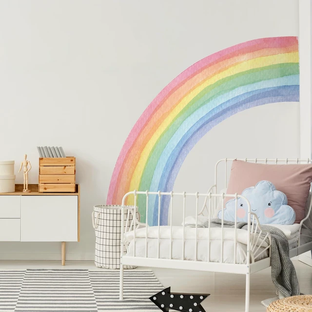 Alt view image 3 of 7 - 55"x63" Large Rainbow Wall Stickers, Mural Watercolor Half Rainbow Wall Decals Peel and Stick Vinyl Wall Art Decor for Girls Bedroom Kids Nursery Living Room Playroom Toddler