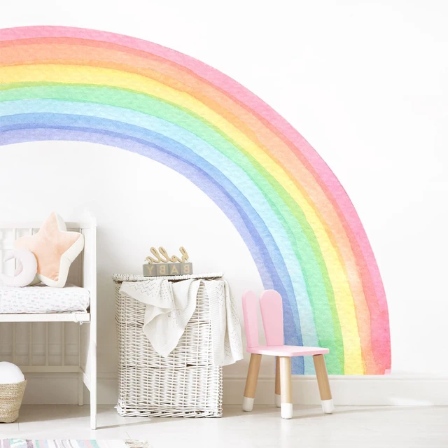 Alt view image 4 of 7 - 55"x63" Large Rainbow Wall Stickers, Mural Watercolor Half Rainbow Wall Decals Peel and Stick Vinyl Wall Art Decor for Girls Bedroom Kids Nursery Living Room Playroom Toddler