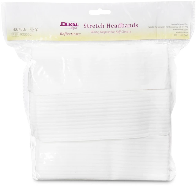 Main image of Disposable Stretchable Headband with Closure, 48 Ct. | Elastic Fabric, 9.5 cm Wide, White Solid, Adult Use, Spa Treatments, Semi-Reusable, Machine Washable When Closed