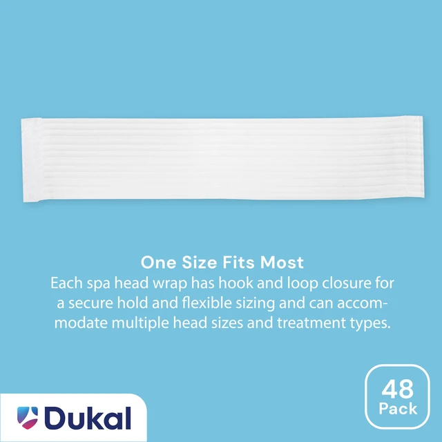 Alt view image 2 of 7 - Disposable Stretchable Headband with Closure, 48 Ct. | Elastic Fabric, 9.5 cm Wide, White Solid, Adult Use, Spa Treatments, Semi-Reusable, Machine Washable When Closed