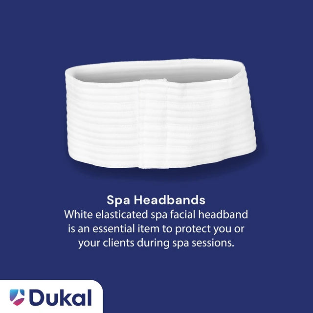 Alt view image 3 of 7 - Disposable Stretchable Headband with Closure, 48 Ct. | Elastic Fabric, 9.5 cm Wide, White Solid, Adult Use, Spa Treatments, Semi-Reusable, Machine Washable When Closed