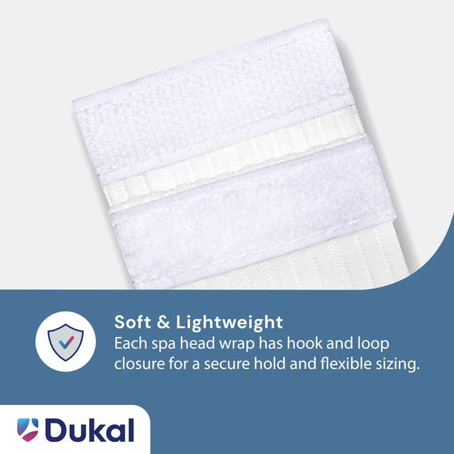 Alt view image 5 of 7 - Disposable Stretchable Headband with Closure, 48 Ct. | Elastic Fabric, 9.5 cm Wide, White Solid, Adult Use, Spa Treatments, Semi-Reusable, Machine Washable When Closed