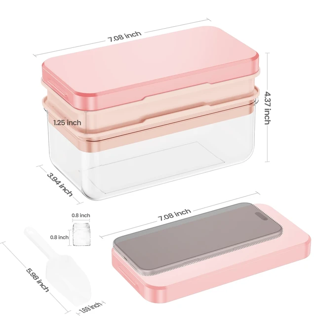 Alt view image 3 of 7 - Ice Cube Tray with Lid and Bin, Easy Release 56 Cubes for Freezer | Food-grade BPA-free PP and ABS. Ice cubes for fruit, cocktails, iced coffee. Space-saving stackable with scoop