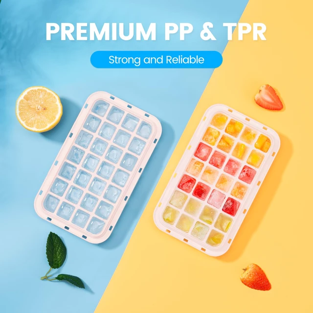Alt view image 6 of 7 - Ice Cube Tray with Lid and Bin, Easy Release 56 Cubes for Freezer | Food-grade BPA-free PP and ABS. Ice cubes for fruit, cocktails, iced coffee. Space-saving stackable with scoop