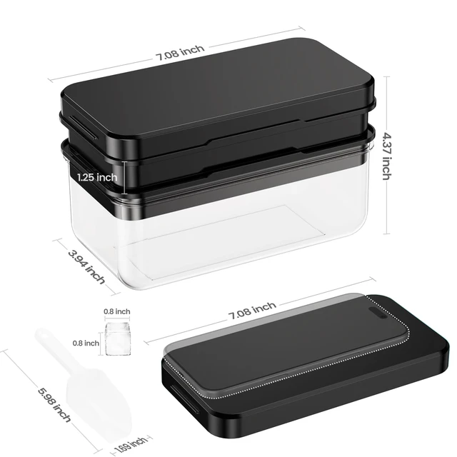 Alt view image 3 of 7 - Ice Cube Tray with Lid and Bin, Easy Release 56 Cubes for Freezer | Food-grade BPA-free PP and ABS. Ice cubes for fruit, cocktails, iced coffee. Space-saving stackable with scoop