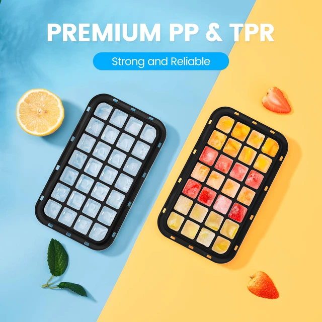 Alt view image 7 of 7 - Ice Cube Tray with Lid and Bin, Easy Release 56 Cubes for Freezer | Food-grade BPA-free PP and ABS. Ice cubes for fruit, cocktails, iced coffee. Space-saving stackable with scoop
