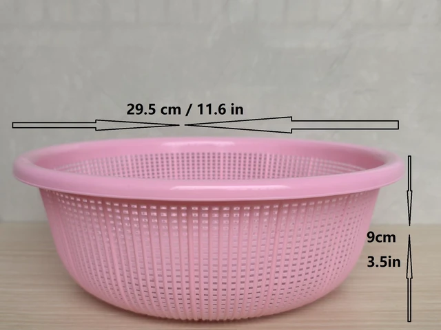Alt view image 2 of 7 - 4 pcs Plastic Wash Basket Round Perforated Colander Wash Vegetables and Fruits Drain Cooked Pasta Kitchen Essentials Food Strainer Basket Strainer Kitchen pink
