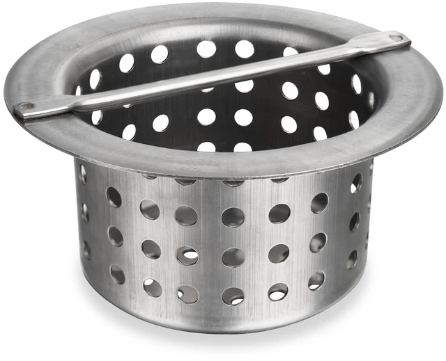Main image of Commercial Floor Drain Strainer Basket, Heavy Duty 304 Stainless Steel Hair Catcher with Handle, Drain Filter for Kitchen/Utility Sinks & Floor Troughs - Prevents Clogs (Outer Diameter 5 Inch)