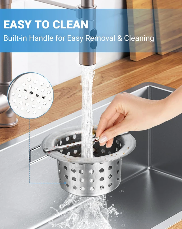 Alt view image 4 of 7 - Commercial Floor Drain Strainer Basket, Heavy Duty 304 Stainless Steel Hair Catcher with Handle, Drain Filter for Kitchen/Utility Sinks & Floor Troughs - Prevents Clogs (Outer Diameter 5 Inch)