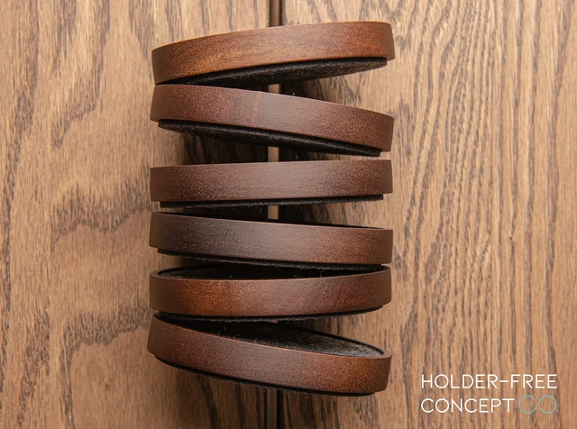 Alt view image 5 of 7 - Wood Coaster for Drinks, 4.3 Inch, Set of 6, Absorbent and Insulation Felt Stackable Cup Holders, Coasters for Wooden Table, Designed by