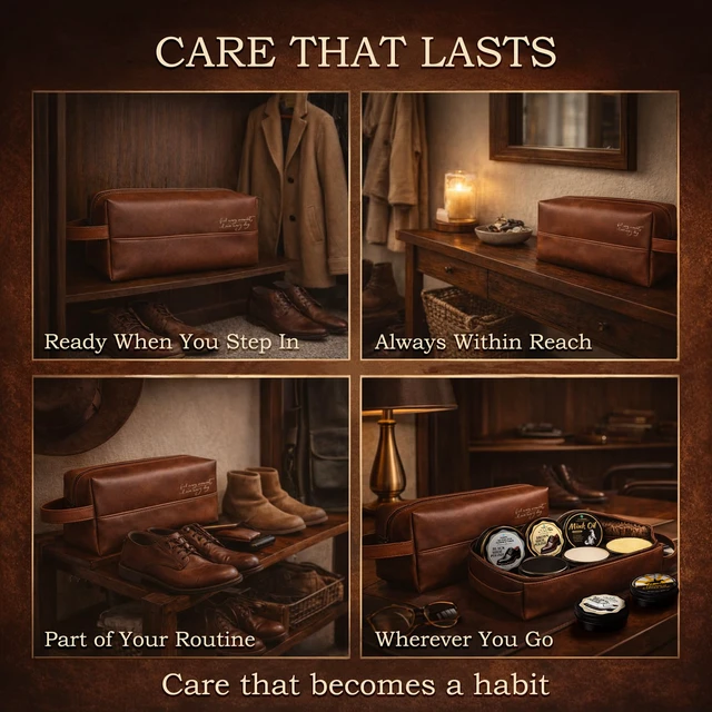 Alt view image 5 of 7 - Shoe Care Kit 16-in-1 Leather Shoe Polish, Cleaning & Conditioning Kit with Saddle Soap & Mink Oil Black/Brown/Neutral Shoe Polish, 3 Horsehair Brushes Premium Storage Bag Gift for Men & Women
