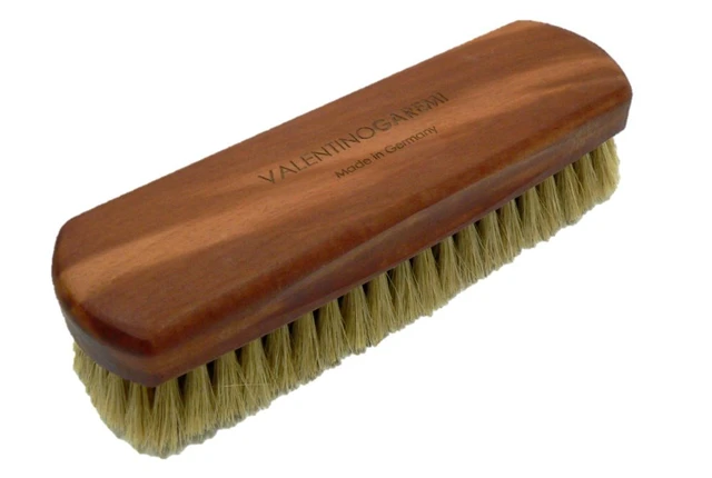 Alt view image 2 of 7 - Premium Shoe Polish Brush High-Density Horsehair Brush for Deep Shine & Leather Care Large Wooden Handle Made in Germany (Light Bristles)