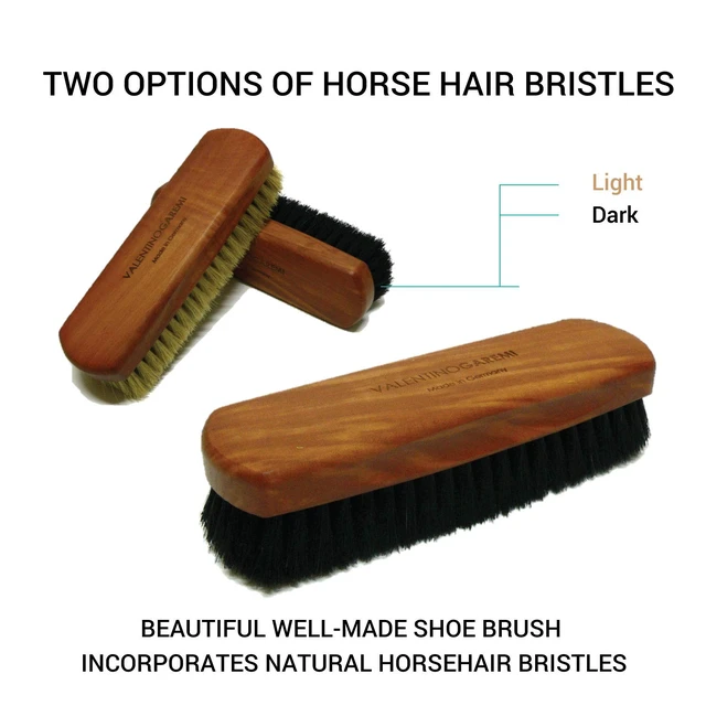 Alt view image 4 of 7 - Premium Shoe Polish Brush High-Density Horsehair Brush for Deep Shine & Leather Care Large Wooden Handle Made in Germany (Light Bristles)
