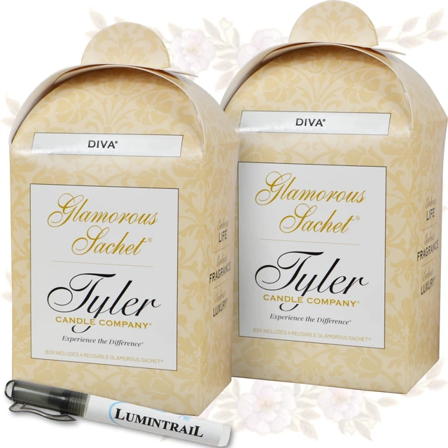 Main image of Tyler Candle Diva Dryer Sachets, 8 Glamorous Reusable Dryer Sachets, 2 Pack (4 per Pack) Bundle with Stain Remover Pen, Home Laundry Softener Sheets, Scent for Clean Fabric Detergent Beads