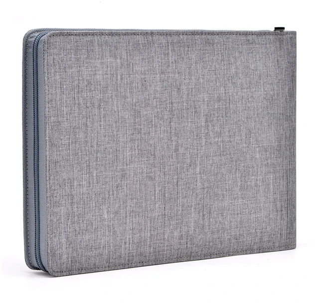 Main image of 24 Fountain Pen Case Gray Organizer Bag - Premium Waterproof Canvas Pen Display Holder, Individual Slot Zippered Style Storage Case