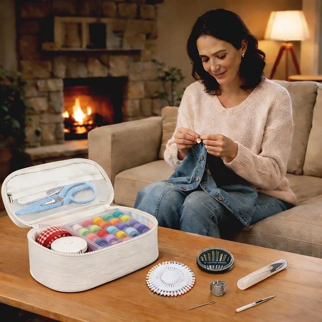 Alt view image 4 of 7 - Large Sewing Kit for Adults, Hand Needle and Thread Kit for Sewing | Newly Upgraded Premium Sewing Supplies Set, Professional Sewing Supplies Accessories Storage Bag for Travel Home Beginners