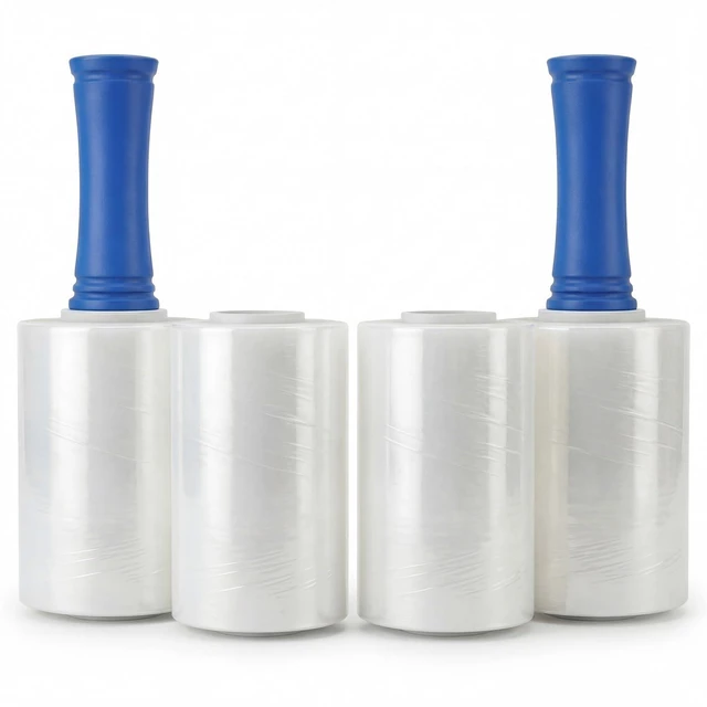 Main image of 4 Pack Stretch Wrap for Moving, 5 Inch x 1000ft 80 Gauge, Heavy Duty Clear Plastic Wrap with Handles, Packing, Shipping, Pallet & Furniture Protection