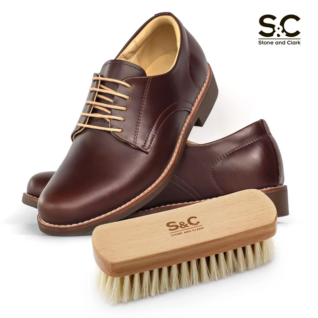 Alt view image 4 of 5 - Premium Beige Horse Hair Brush - Horse Hair Shoe Brushes for Polishing, Cleaning & Buffing Leather Shoes - Boot Brush with Soft Bristles, Comfy Grip - Shoe Polish Brush Made of Beech Wood
